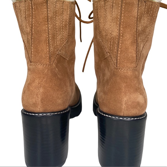 NEW Marc Fisher Denise suede and shearling lace up combat boot size Size 9 - Picture 4 of 5